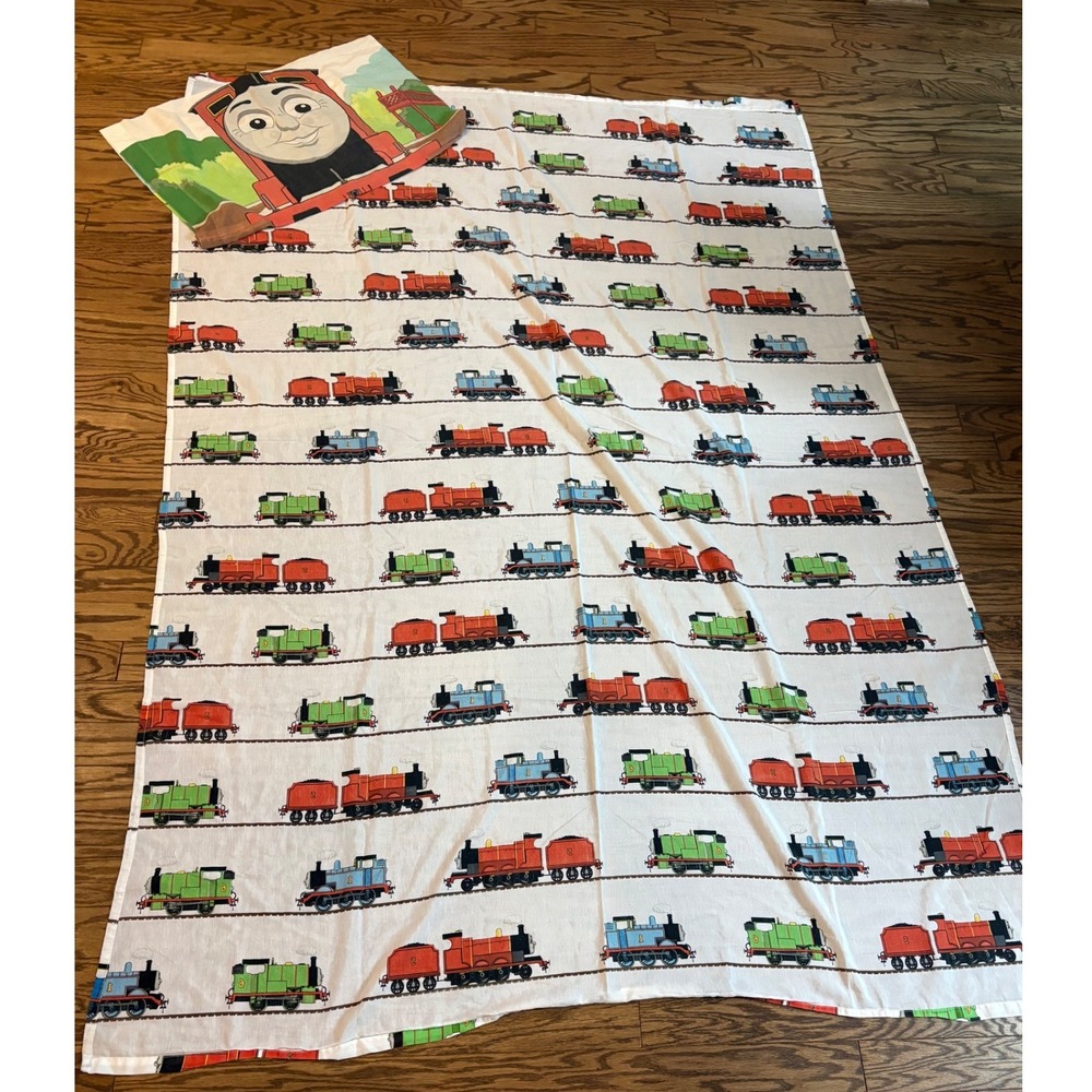 Thomas & Friends Flat Sheet‎ and Reversible Pillowcase Lot Gullane Train